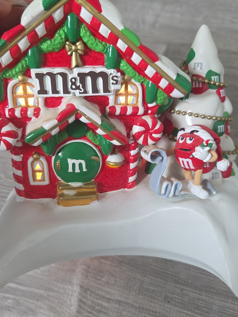 Vintage M&M'S Red & Green Candy Cottage Holiday Figurine